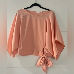 Amanda Uprichard Cape Blouse, Tie-Front Detail, Coral Color, Size P